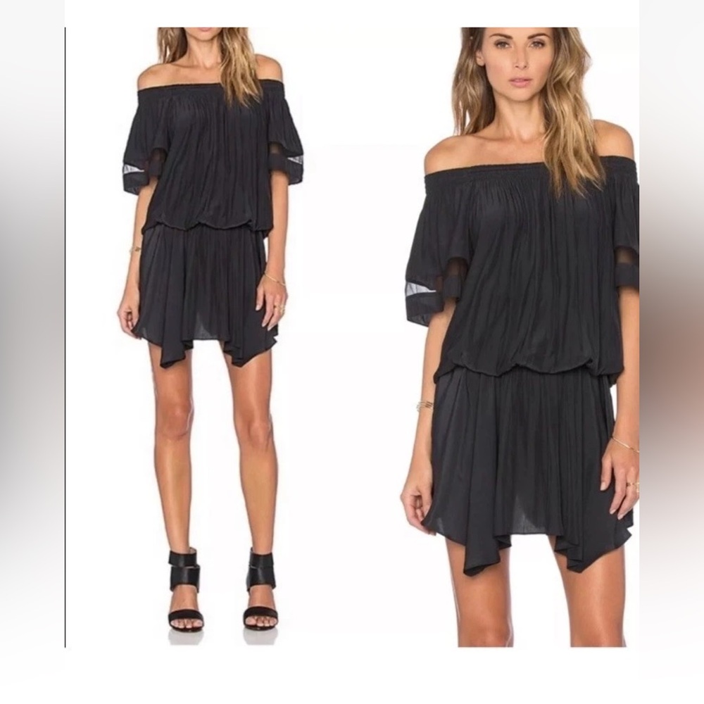 Ramy Brook Womens Black Jessica Mini Dress Off Shoulder Size XS Revolve